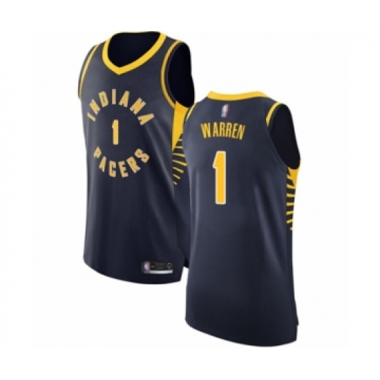 Men's Indiana Pacers #1 T.J. Warren Authentic Navy Blue Basketball Jersey - Icon Edition - Ujersey