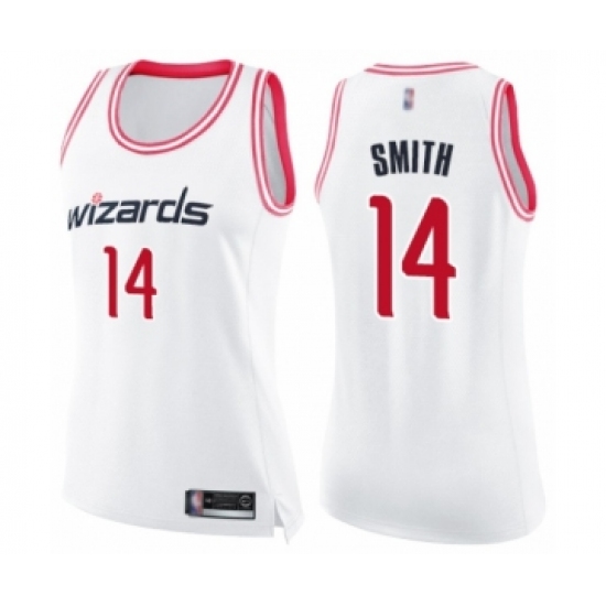Women's Washington Wizards #14 Ish Smith Swingman White Pink Fashion Basketball Jersey - Ujersey