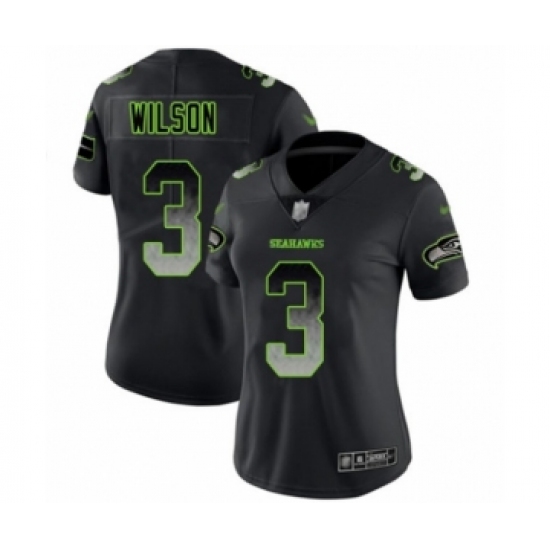 Women's Seattle Seahawks #3 Russell Wilson Limited Black Smoke Fashion Football Jersey - Ujersey