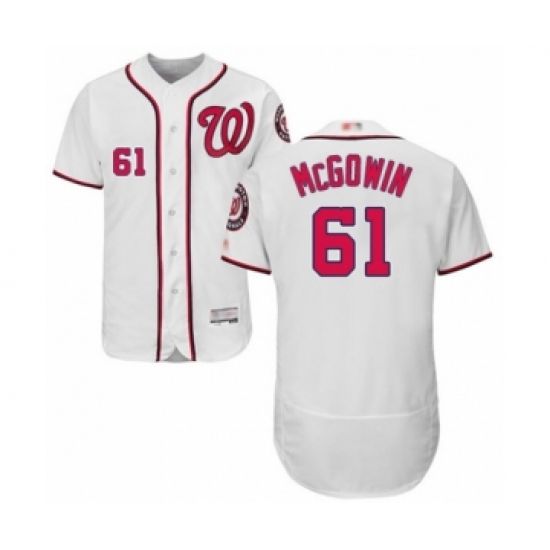Men's Washington Nationals #61 Kyle McGowin White Home Flex Base Authentic Collection Baseball Player Jersey - Ujersey
