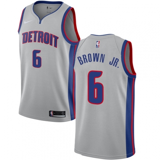 Women's Nike Detroit Pistons #6 Bruce Brown Jr. Swingman Silver NBA Jersey Statement Edition - Ujersey