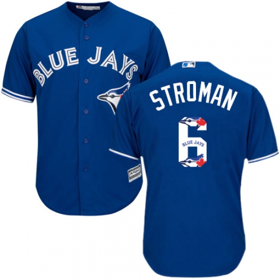 Men's Majestic Toronto Blue Jays #6 Marcus Stroman Authentic Blue Team Logo Fashion MLB Jersey - Ujersey