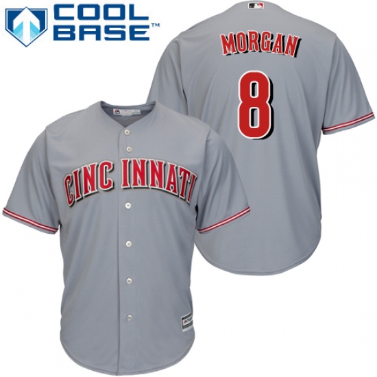 Men's Majestic Cincinnati Reds #8 Joe Morgan Replica Grey Road Cool Base MLB Jersey