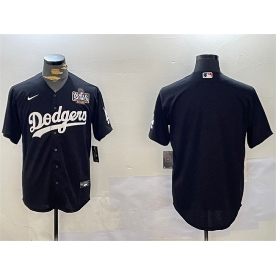 Men's Los Angeles Dodgers Blank Black 2024 World Series Cool Base Stitched Baseball Jersey - Ujersey