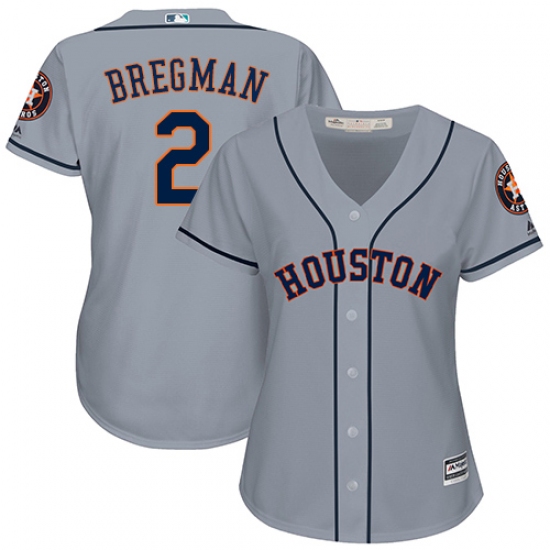 Women's Majestic Houston Astros #2 Alex Bregman Authentic Grey Road Cool Base MLB Jersey - Ujersey