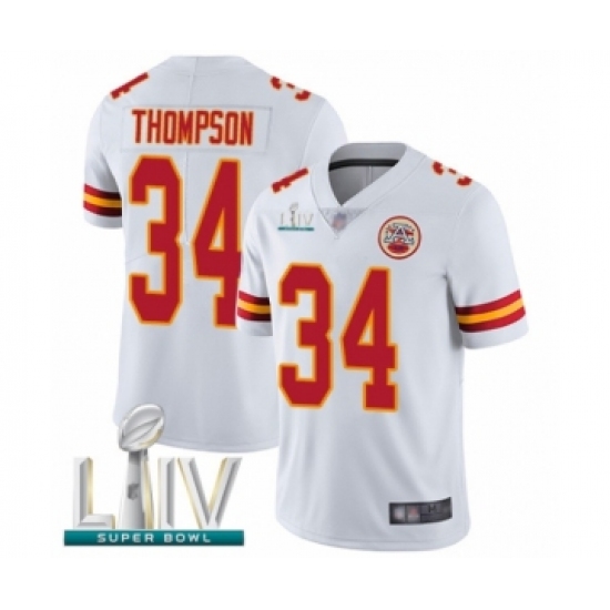Youth Kansas City Chiefs #34 Darwin Thompson White Vapor Untouchable Limited Player Super Bowl LIV Bound Football Jersey - Ujersey