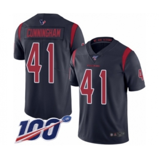 Men's Houston Texans #41 Zach Cunningham Limited Navy Blue Rush Vapor Untouchable 100th Season Football Jersey - Ujersey