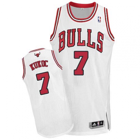 Men's Adidas Chicago Bulls #7 Tony Kukoc Authentic White Home NBA Jersey - Ujersey