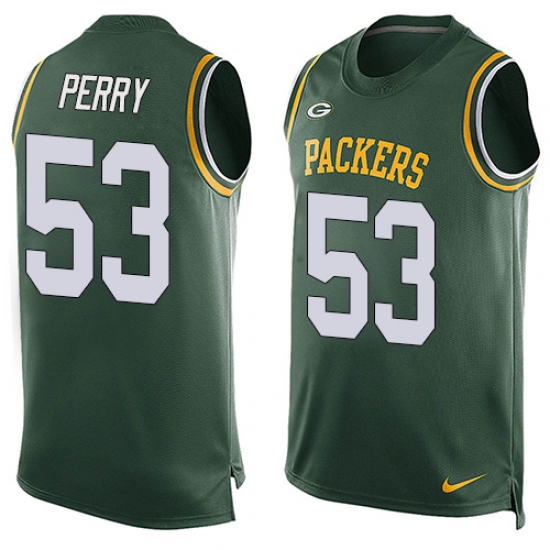 Men's Nike Green Bay Packers #53 Nick Perry Limited Green Player Name & Number Tank Top NFL Jersey - Ujersey