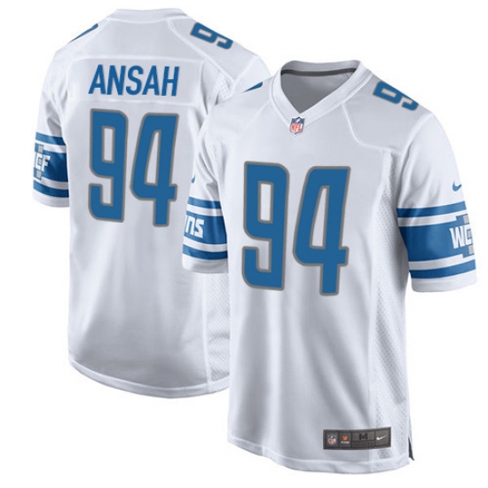 Men's Nike Detroit Lions #94 Ziggy Ansah Game White NFL Jersey - Ujersey