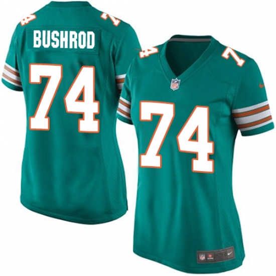 Women's Nike Miami Dolphins #74 Jermon Bushrod Game Aqua Green Alternate NFL Jersey - Ujersey