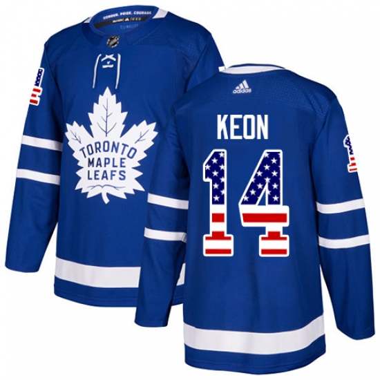 Youth Adidas Toronto Maple Leafs #14 Dave Keon Authentic Royal Blue USA Flag Fashion NHL Jersey - Ujersey