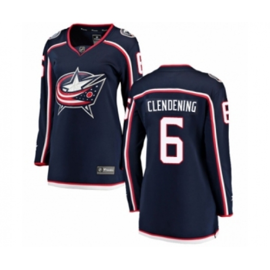 Women's Columbus Blue Jackets #6 Adam Clendening Authentic Navy Blue Home Fanatics Branded Breakaway NHL Jersey - Ujersey