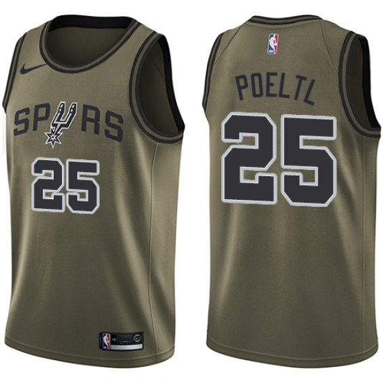 Men's Nike San Antonio Spurs #25 Jakob Poeltl Swingman Green Salute to Service NBA Jersey - Ujersey