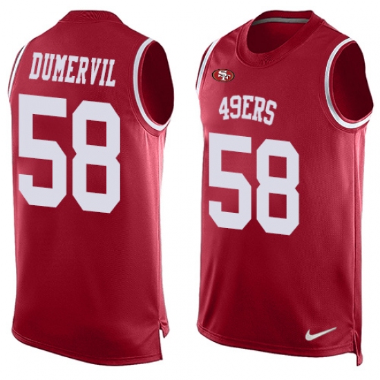Men's Nike San Francisco 49ers #58 Elvis Dumervil Limited Red Player Name & Number Tank Top NFL Jersey - Ujersey