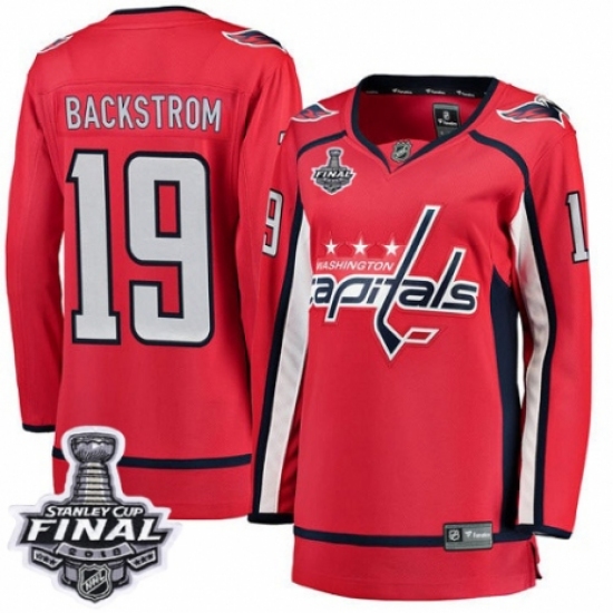 Women's Washington Capitals #19 Nicklas Backstrom Fanatics Branded Red Home Breakaway 2018 Stanley Cup Final NHL Jersey - Ujersey