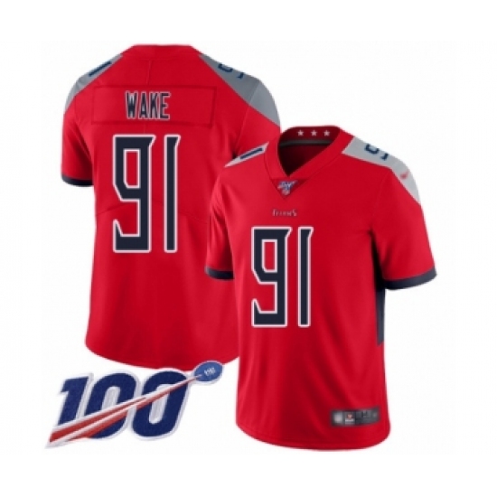 Men's Tennessee Titans #91 Cameron Wake Limited Red Inverted Legend 100th Season Football Jersey - Ujersey