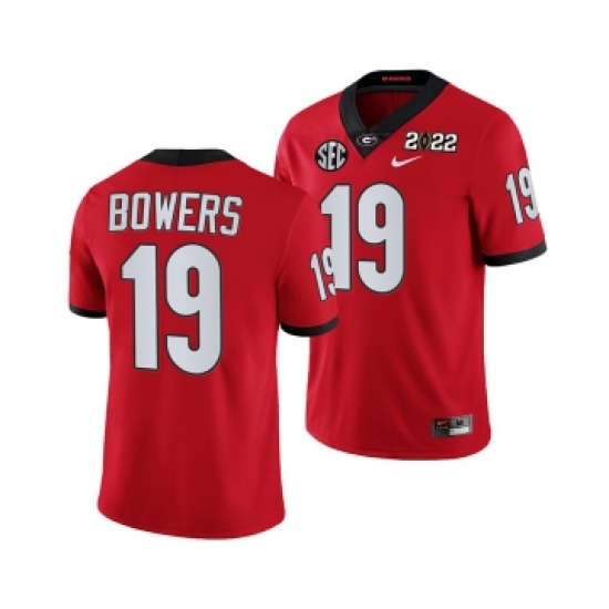 Men’s Georgia Bulldogs #19 Brock Bowers 2022 Patch Red College Football Stitched Jersey - Ujersey