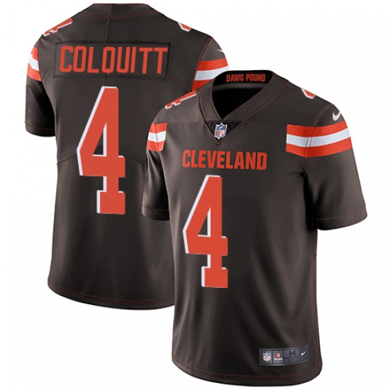 Youth Nike Cleveland Browns #4 Britton Colquitt Brown Team Color Vapor Untouchable Limited Player NFL Jersey - Ujersey