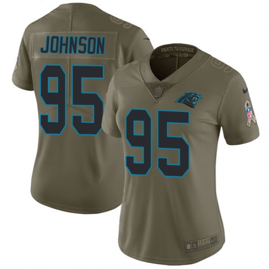 Women's Nike Carolina Panthers #95 Charles Johnson Limited Olive 2017 Salute to Service NFL Jersey - Ujersey