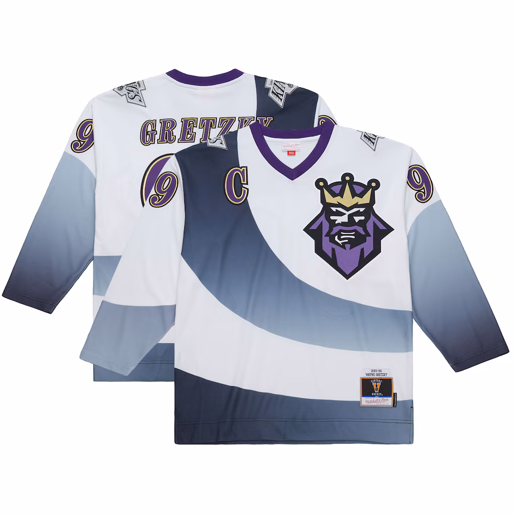 Men's Los Angeles Kings Wayne Gretzky Mitchell & Ness White Big & Tall 1995-96 Blue Line 2.0 Jersey