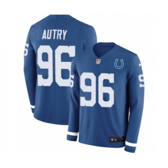 Men's Nike Indianapolis Colts #96 Denico Autry Limited Blue Therma Long Sleeve NFL Jersey - Ujersey
