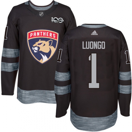 Men's Adidas Florida Panthers #1 Roberto Luongo Premier Black 1917-2017 100th Anniversary NHL Jersey - Ujersey