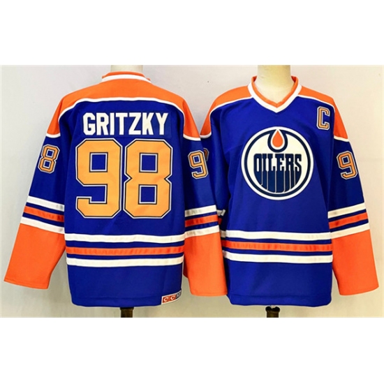 Men's Edmonton Oilers #98 Wayne Gretzky Royal 2025 With C Stitched Hockey Jersey - Ujersey