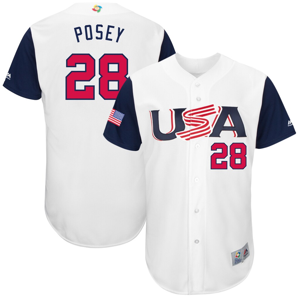 Men's USA Baseball Buster Posey Majestic White 2017 World Baseball Classic Authentic Jersey - SUjersey01