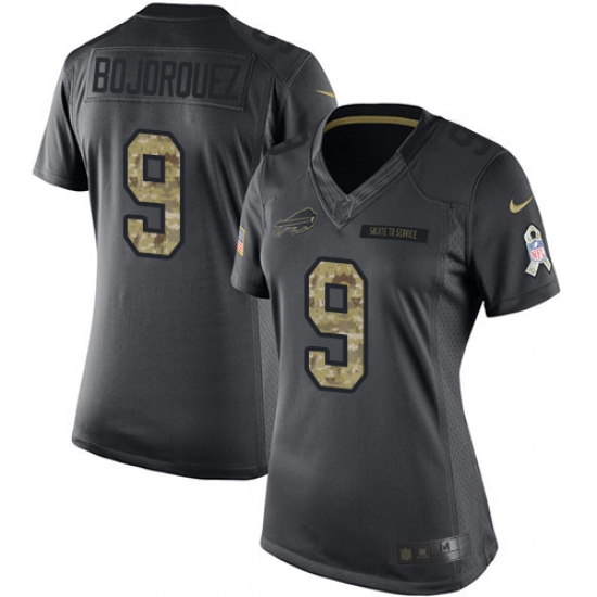 Women's Nike Buffalo Bills #9 Corey Bojorquez Limited Black 2016 Salute to Service NFL Jersey