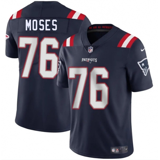 Men's New England Patriots #76 Morgan Moses Navy 2025 Vapor Limited Football Stitched Jersey - Ujersey