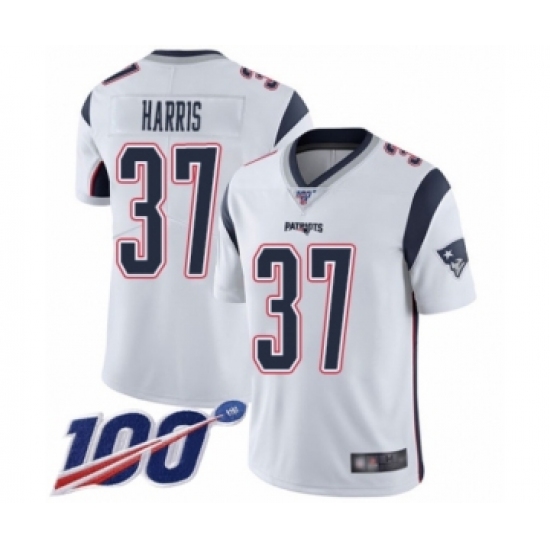Men's New England Patriots #37 Damien Harris White Vapor Untouchable Limited Player 100th Season Football Jersey - Ujersey