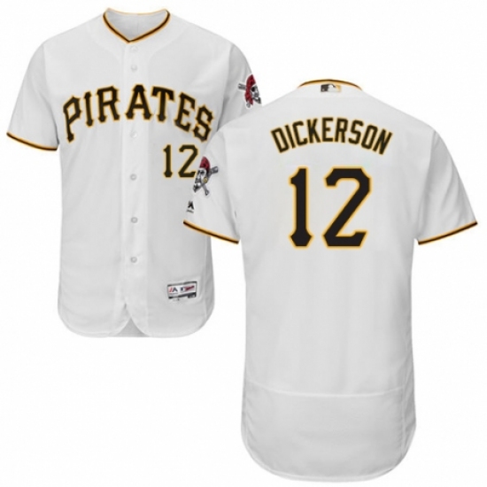 Men's Majestic Pittsburgh Pirates #12 Corey Dickerson White Home Flex Base Authentic Collection MLB Jersey - Ujersey