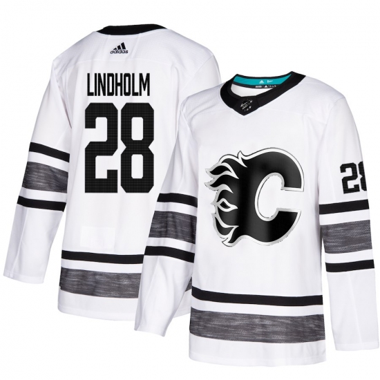 Men's Adidas Calgary Flames #28 Elias Lindholm White 2019 All-Star Game Parley Authentic Stitched NHL Jersey - Ujersey