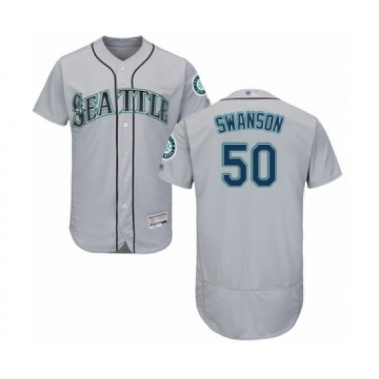 Men's Seattle Mariners #50 Erik Swanson Grey Road Flex Base Authentic Collection Baseball Player Jersey - Ujersey
