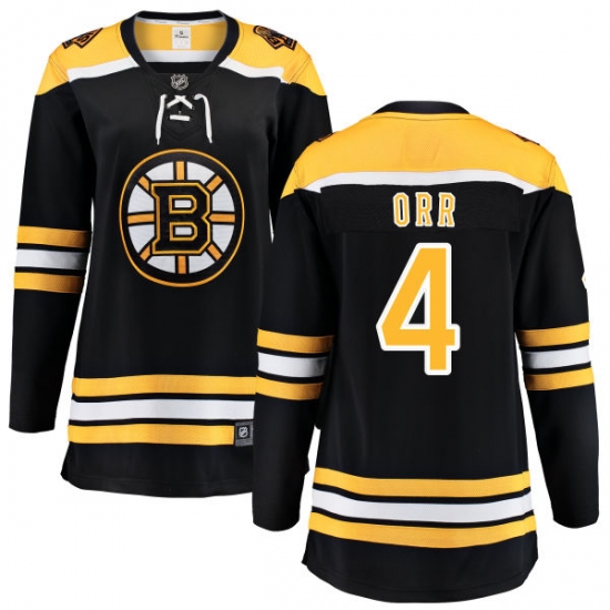 Women's Boston Bruins #4 Bobby Orr Authentic Black Home Fanatics Branded Breakaway NHL Jersey - Ujersey