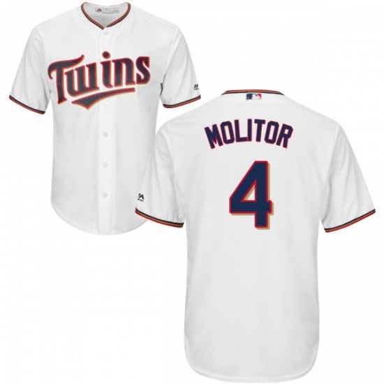 Youth Majestic Minnesota Twins #4 Paul Molitor Authentic White Home Cool Base MLB Jersey - Ujersey