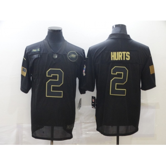 Men's Philadelphia Eagles #2 Jalen Hurts Black Nike 2020 Salute To Service Limited Jersey - Ujersey