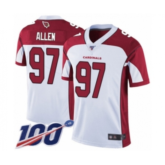 Men's Arizona Cardinals #97 Zach Allen White Vapor Untouchable Limited Player 100th Season Football Jersey - Ujersey