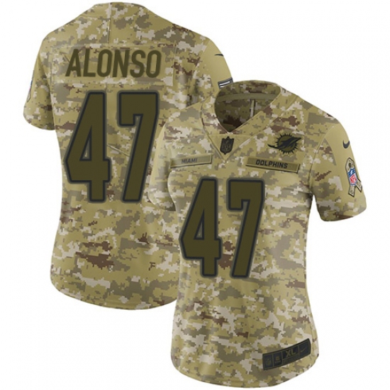 Women's Nike Miami Dolphins #47 Kiko Alonso Limited Camo 2018 Salute to Service NFL Jersey - Ujersey
