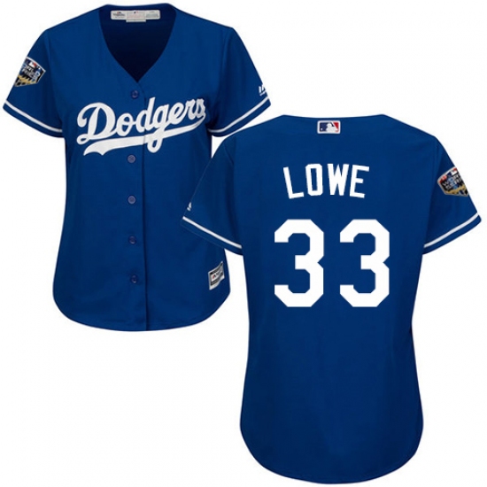Women's Majestic Los Angeles Dodgers #33 Mark Lowe Authentic Royal Blue Alternate Cool Base 2018 World Series MLB Jersey - Ujersey