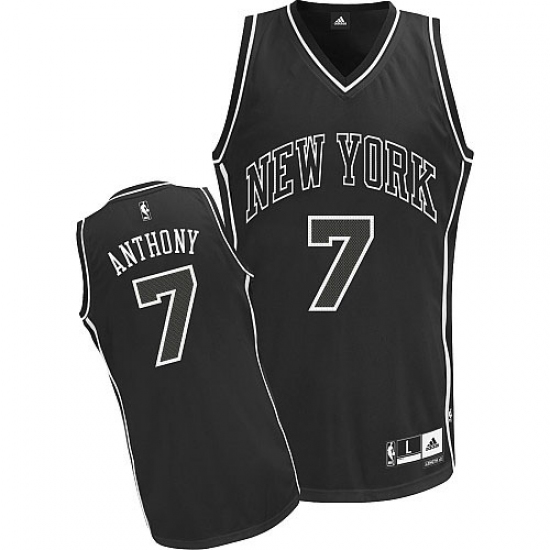 Men's Adidas New York Knicks #7 Carmelo Anthony Authentic Black Shadow NBA Jersey - Ujersey