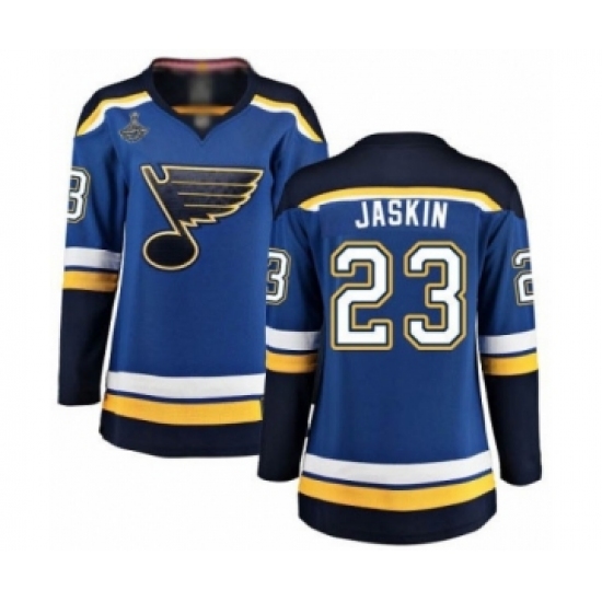Women's St. Louis Blues #23 Dmitrij Jaskin Fanatics Branded Royal Blue Home Breakaway 2019 Stanley Cup Champions Hockey Jersey
