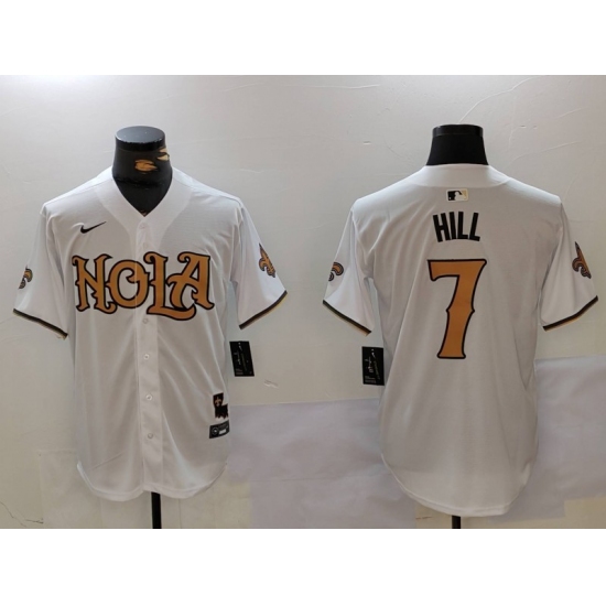 Men's New Orleans Saints #7 Taysom Hill White Nola Baseball Jersey - Ujersey