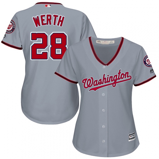 Women's Majestic Washington Nationals #28 Jayson Werth Authentic Grey Road Cool Base MLB Jersey - Ujersey