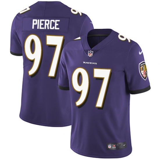Men's Nike Baltimore Ravens #97 Michael Pierce Purple Team Color Vapor Untouchable Limited Player NFL Jersey - Ujersey