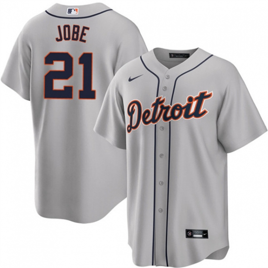 Men's Detroit Tigers #21 Jackson Jobe Gray Cool Base Stitched Baseball Jersey - Ujersey