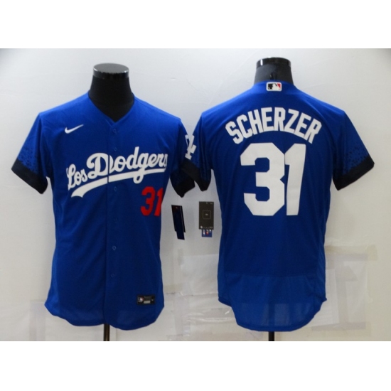 Men's Nike Los Angeles Dodgers #31 Max Scherzer Blue Elite City Player Jersey - Ujersey