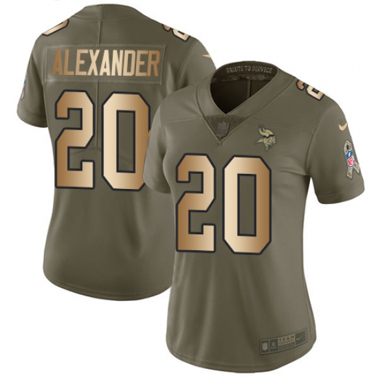Women's Nike Minnesota Vikings #20 Mackensie Alexander Limited Olive/Gold 2017 Salute to Service NFL Jersey - Ujersey