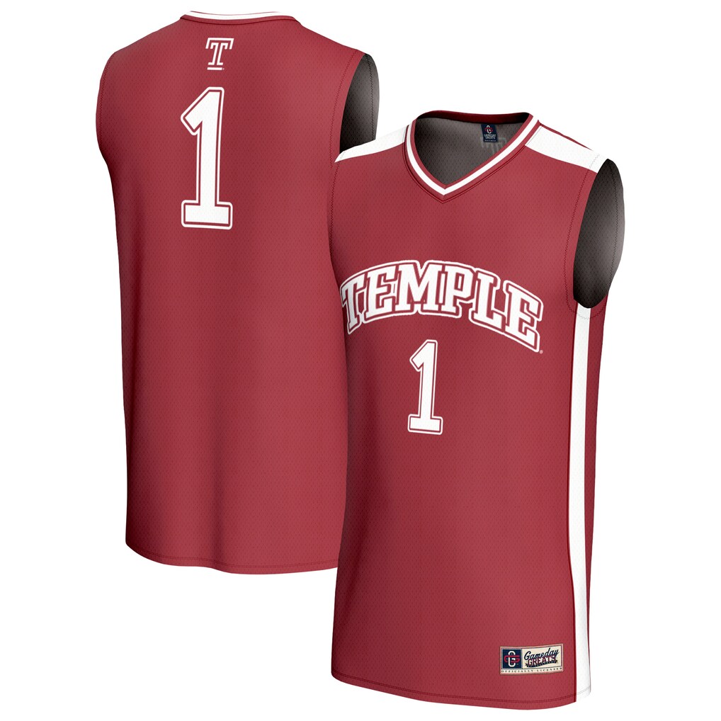 Youth GameDay Greats #1 Cherry Temple Owls Lightweight Basketball Jersey - Ujersey